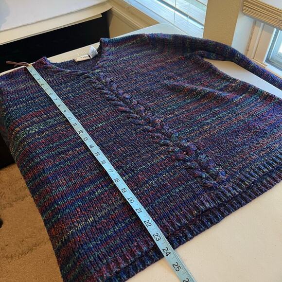 Liz Claiborne Comfy Blue Rainbow Loose Soft Knit Oversized Pullover Sweater - M - Picture 7 of 10